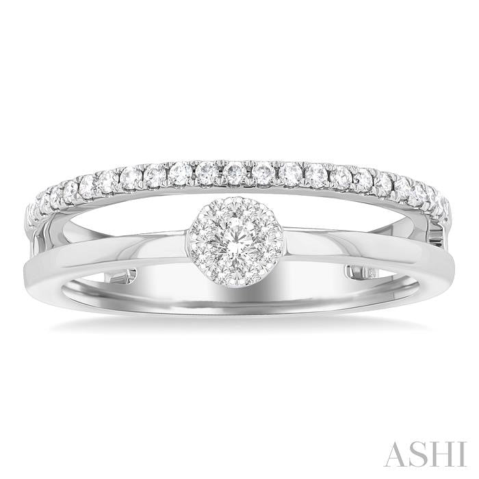 1/4 Ctw Double Row Shine Bright Round Cut Diamond Ladies Ring in 10K White Gold