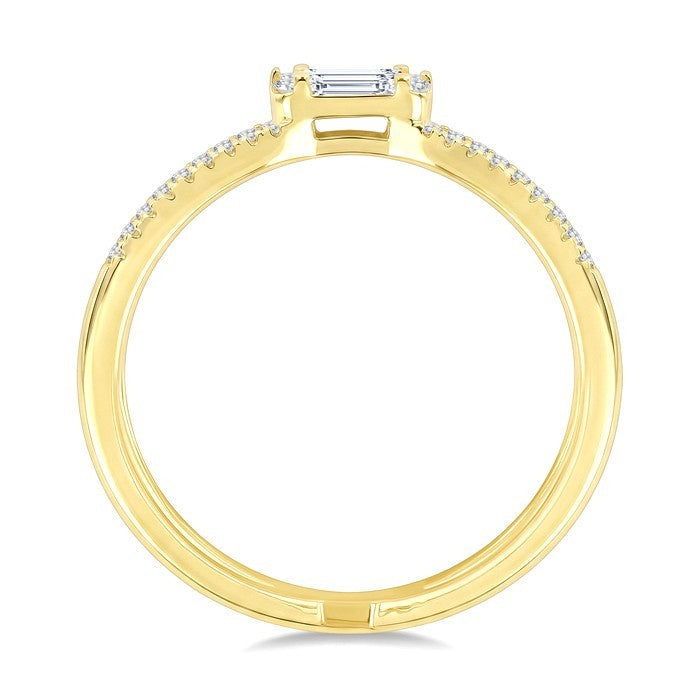 1/3 Ctw Fusion Baguette and Round Cut Diamond Fashion Ring in 14K Yellow Gold