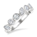 1 Ctw Bezel Set Mixed Diamond Cut Fashion Band in 14K White Gold