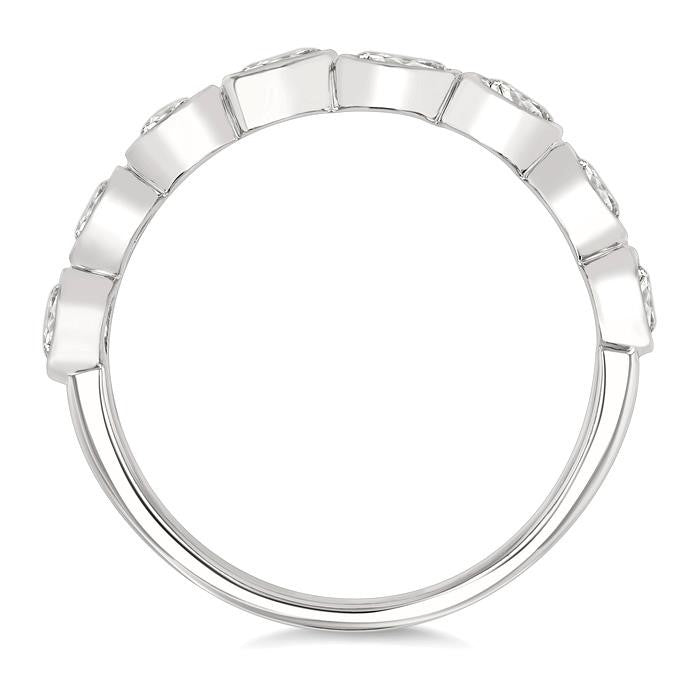 1 Ctw Bezel Set Mixed Diamond Cut Fashion Band in 14K White Gold