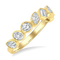 1 Ctw Bezel Set Mixed Diamond Cut Fashion Band in 14K Yellow Gold