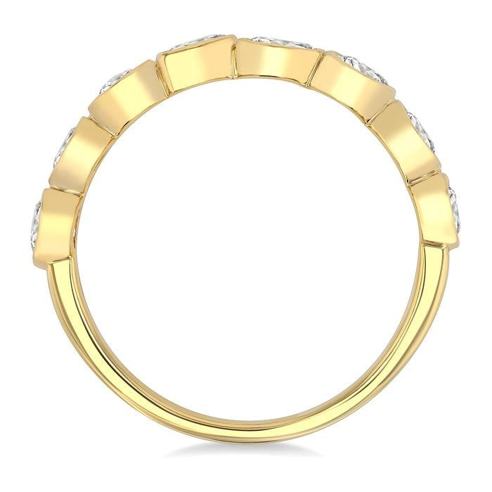 1 Ctw Bezel Set Mixed Diamond Cut Fashion Band in 14K Yellow Gold