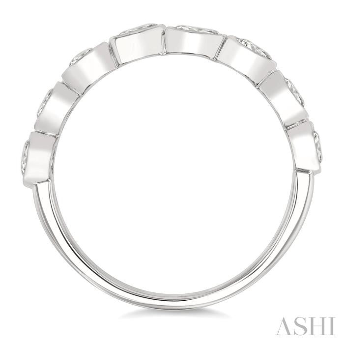 1 Ctw Bezel Set Mixed Diamond Cut Fashion Band in 14K White Gold