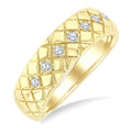 1/6 Ctw Bold Diagonal Crisscross Round Cut Golden Glow Diamond Fashion Band in 10K Yellow Gold