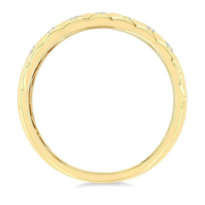 1/6 Ctw Bold Diagonal Crisscross Round Cut Golden Glow Diamond Fashion Band in 10K Yellow Gold