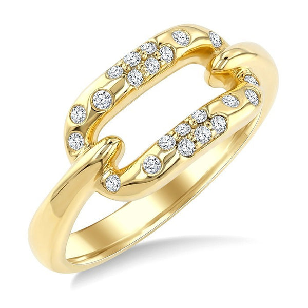 1/5 Ctw Round Cut Diamond Aeris Gold Paperclip Mosaic Ring in 10K Yellow Gold