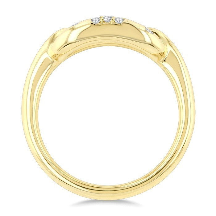 1/5 Ctw Round Cut Diamond Aeris Gold Paperclip Mosaic Ring in 10K Yellow Gold