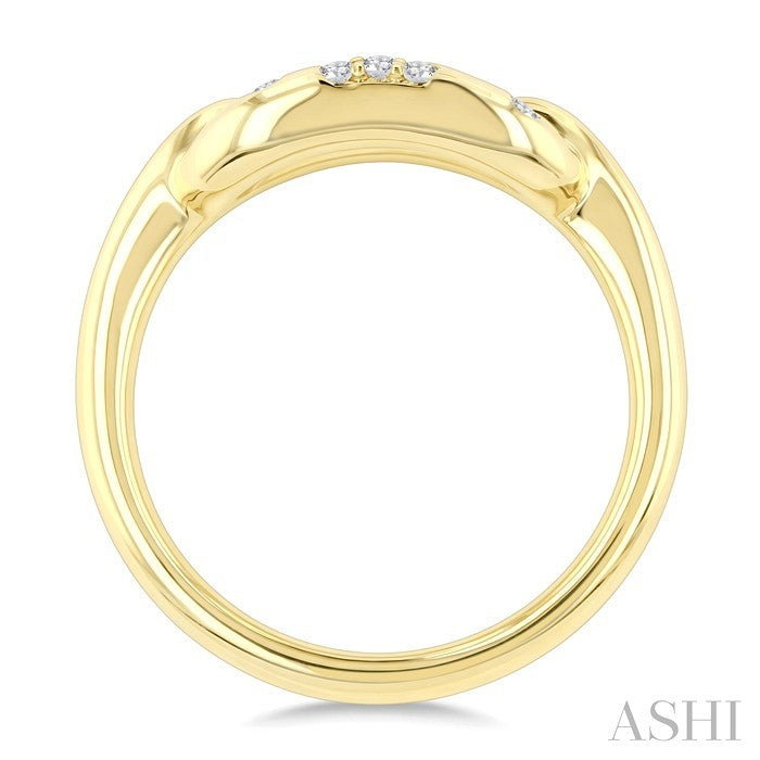 1/5 Ctw Round Cut Diamond Aeris Gold Paperclip Mosaic Ring in 10K Yellow Gold