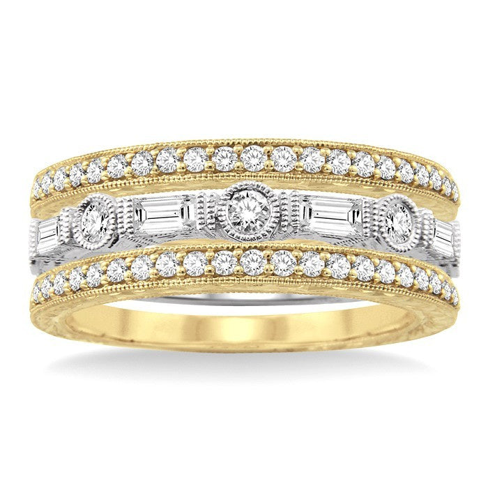 7/8 Ctw Diamond Stackable Band Set in 14K Yellow and White gold