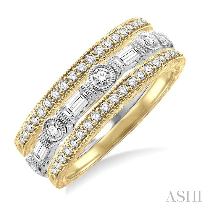 7/8 Ctw Diamond Stackable Band Set in 14K Yellow and White gold