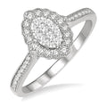 1/3 Ctw Oval Lattice Shine Bright Round Cut Diamond Ladies Ring in 14K White Gold