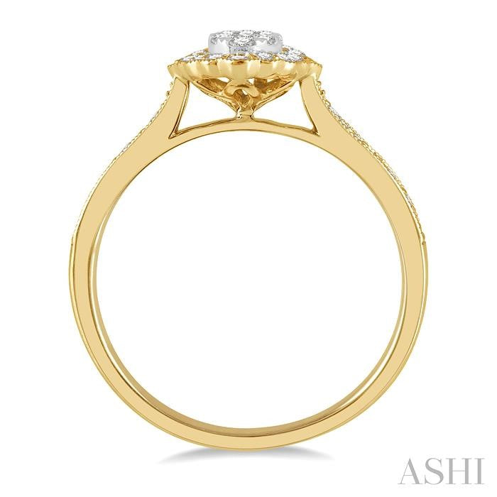 1/3 Ctw Oval Lattice Shine Bright Round Cut Diamond Ladies Ring in 14K Yellow and White Gold