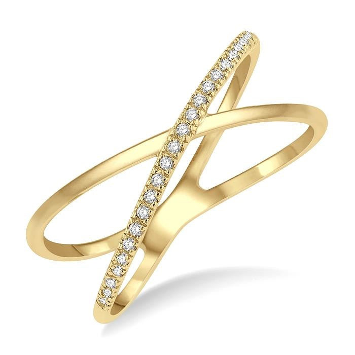 1/10 Ctw Wide Split Round Cut Diamond Twist Ring in 10K Yellow Gold