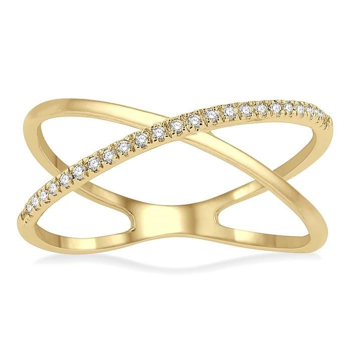 1/10 Ctw Wide Split Round Cut Diamond Twist Ring in 10K Yellow Gold