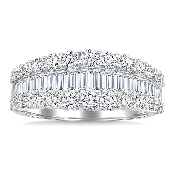 1 5/8 Ctw Baguette and Round Cut Diamond Fashion Band in 14K White Gold