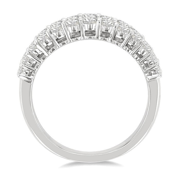 1 5/8 Ctw Baguette and Round Cut Diamond Fashion Band in 14K White Gold