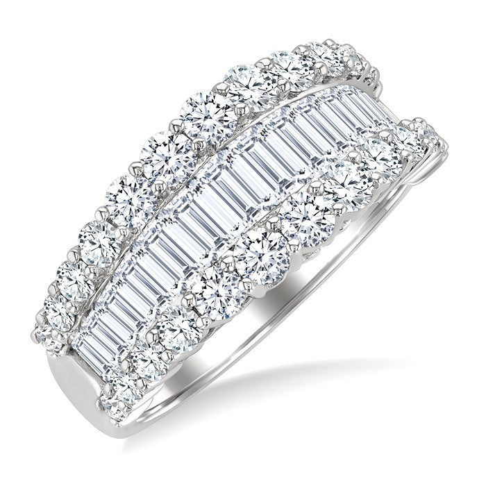 2 3/8 Ctw Baguette and Round Cut Diamond Fashion Band in 14K White Gold