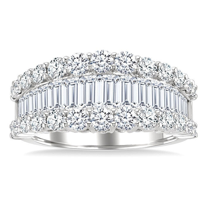 2 3/8 Ctw Baguette and Round Cut Diamond Fashion Band in 14K White Gold