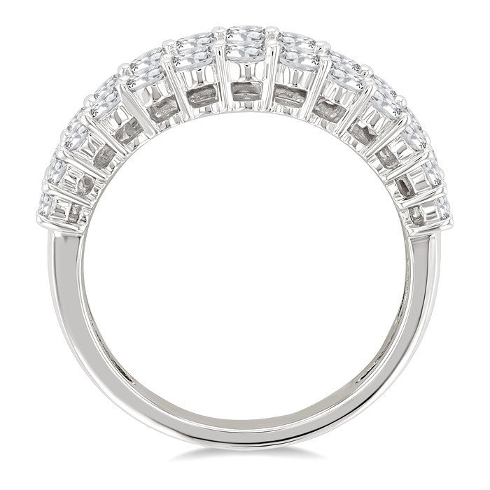 2 3/8 Ctw Baguette and Round Cut Diamond Fashion Band in 14K White Gold