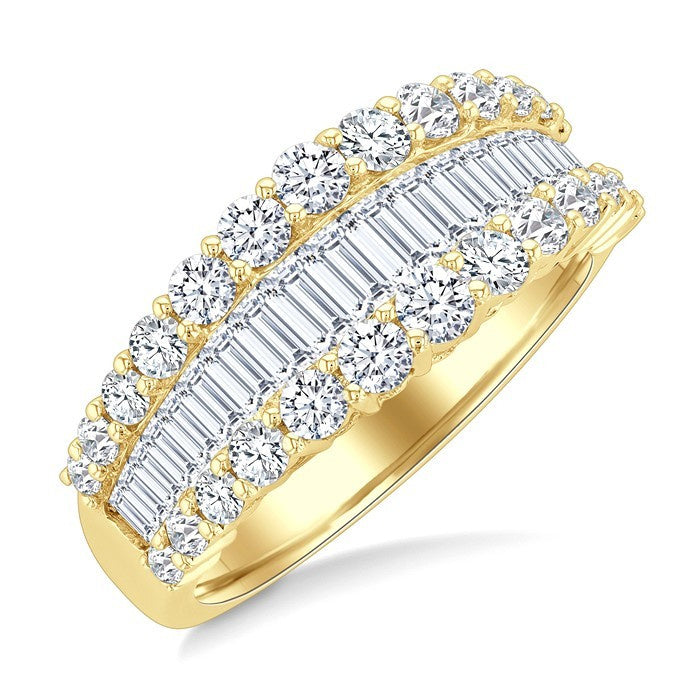 1 5/8 Ctw Baguette and Round Cut Diamond Fashion Band in 14K Yellow Gold