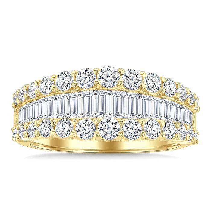 1 5/8 Ctw Baguette and Round Cut Diamond Fashion Band in 14K Yellow Gold