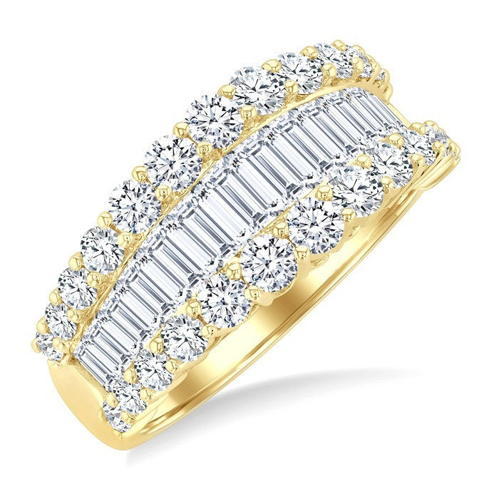 2 3/8 Ctw Baguette and Round Cut Diamond Fashion Band in 14K Yellow Gold