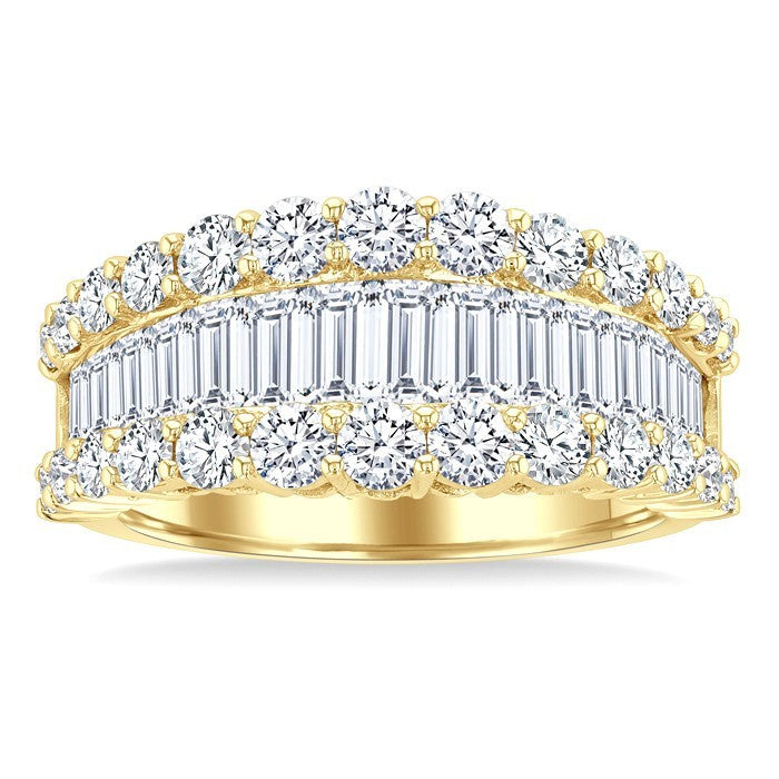 2 3/8 Ctw Baguette and Round Cut Diamond Fashion Band in 14K Yellow Gold
