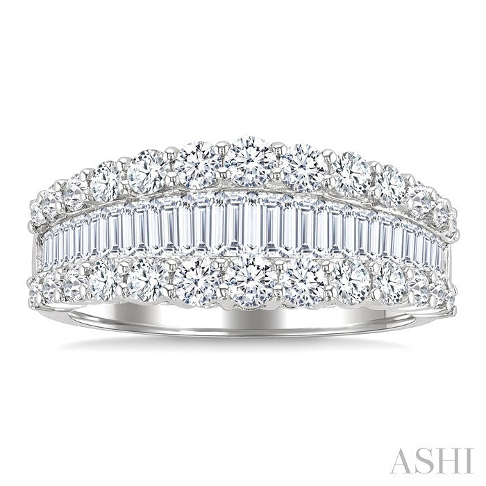 1 5/8 Ctw Baguette and Round Cut Diamond Fashion Band in 14K White Gold