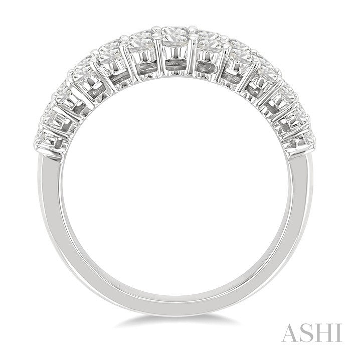 1 5/8 Ctw Baguette and Round Cut Diamond Fashion Band in 14K White Gold