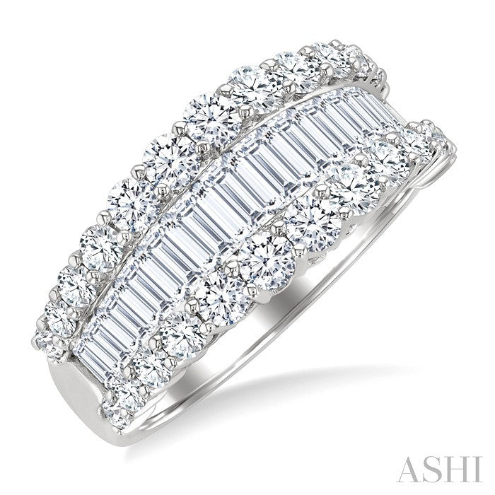 2 3/8 Ctw Baguette and Round Cut Diamond Fashion Band in 14K White Gold