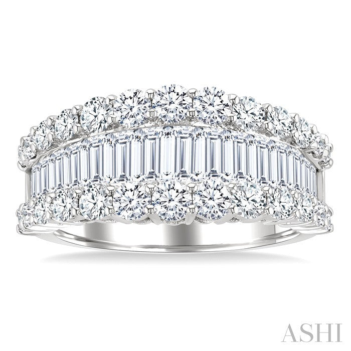 2 3/8 Ctw Baguette and Round Cut Diamond Fashion Band in 14K White Gold