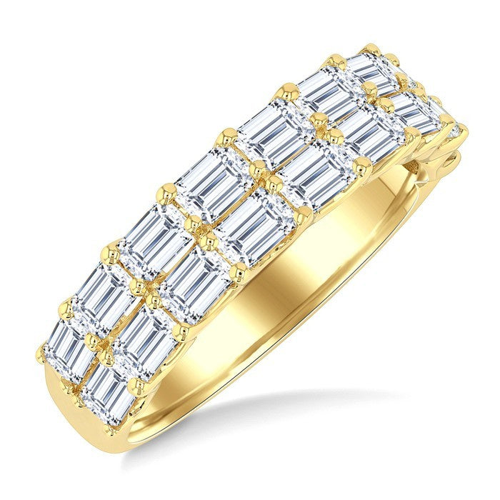 2 1/10 Ctw Twin Row Emerald Cut Diamond Fashion Band in 14K Yellow Gold