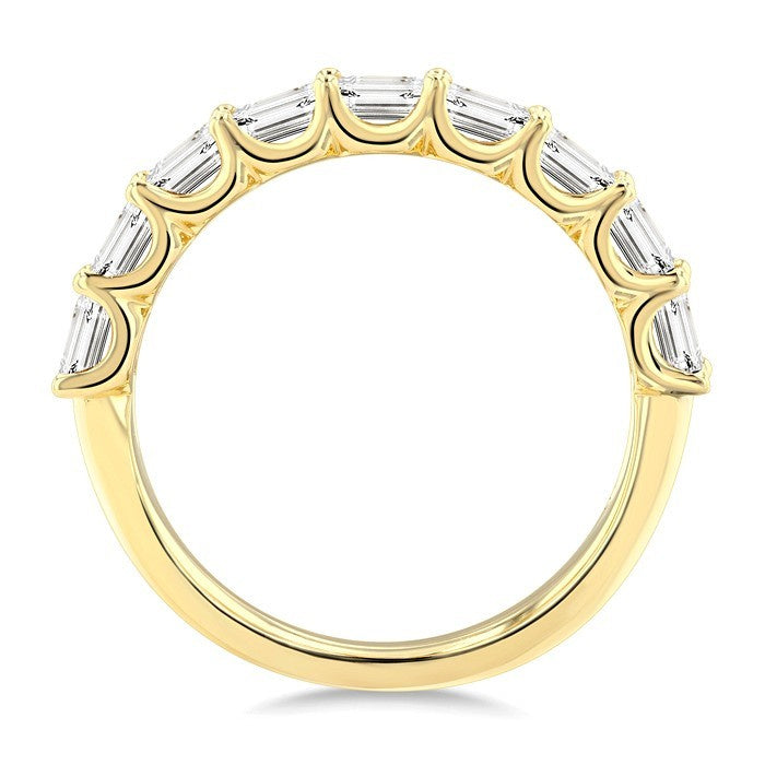 2 1/10 Ctw Twin Row Emerald Cut Diamond Fashion Band in 14K Yellow Gold