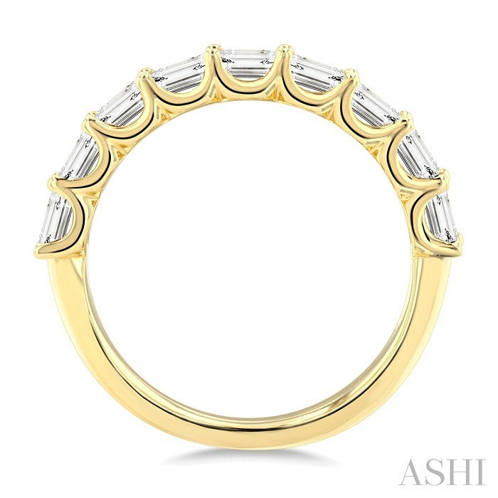 2 1/10 Ctw Twin Row Emerald Cut Diamond Fashion Band in 14K Yellow Gold