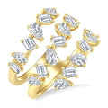 2 1/3 Ctw Mixed Pear and Emerald Cut Diamond Fashion Wrap Ring in 14K Yellow Gold
