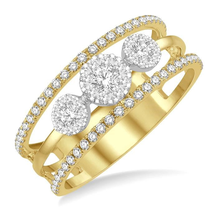1/2 Ctw Shine Bright Round Cut Diamond Ladies Ring in 14K Yellow and White Gold