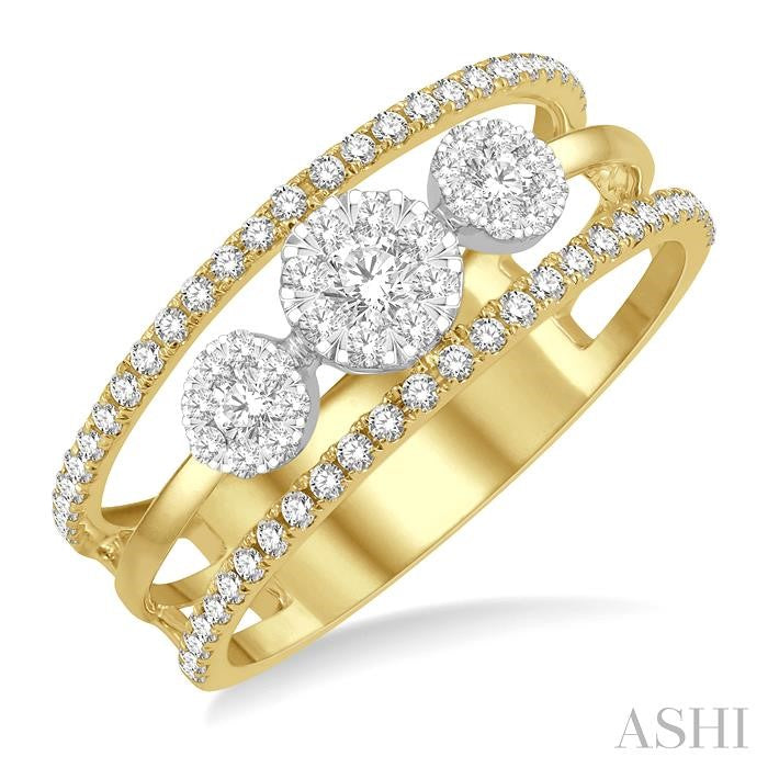 1/2 Ctw Shine Bright Round Cut Diamond Ladies Ring in 14K Yellow and White Gold