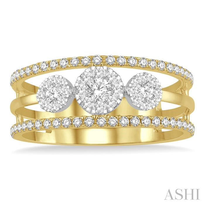 1/2 Ctw Shine Bright Round Cut Diamond Ladies Ring in 14K Yellow and White Gold