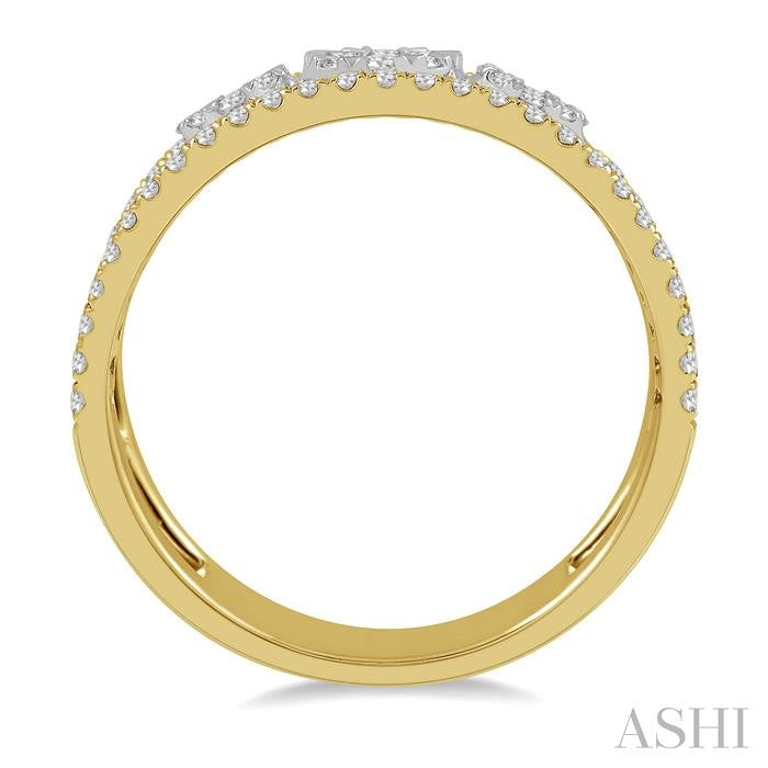 1/2 Ctw Shine Bright Round Cut Diamond Ladies Ring in 14K Yellow and White Gold