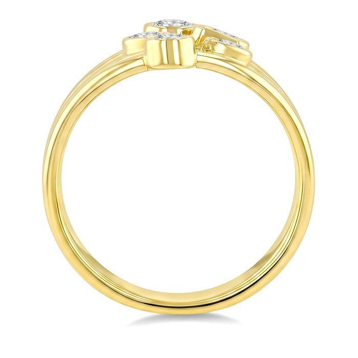 1/2 Ctw Bezel Set Mixed Cut Diamond Fashion Ring in 14K Yellow Gold