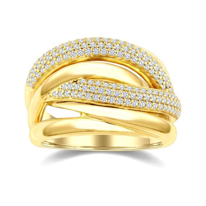 1/2 Ctw Round Cut Diamond Aeris Gold Twisted Fashion Ring in 14K Yellow Gold