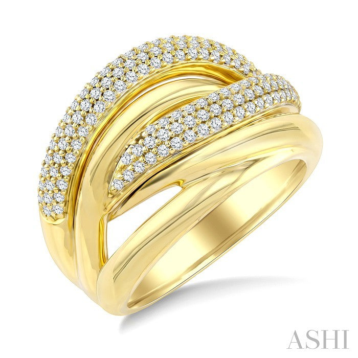 1/2 Ctw Round Cut Diamond Aeris Gold Twisted Fashion Ring in 14K Yellow Gold