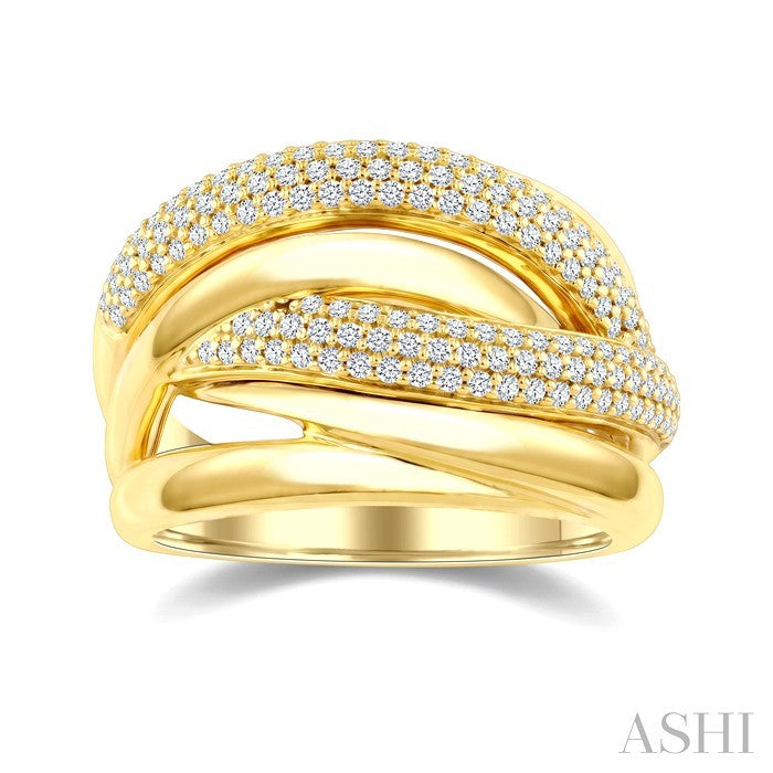 1/2 Ctw Round Cut Diamond Aeris Gold Twisted Fashion Ring in 14K Yellow Gold