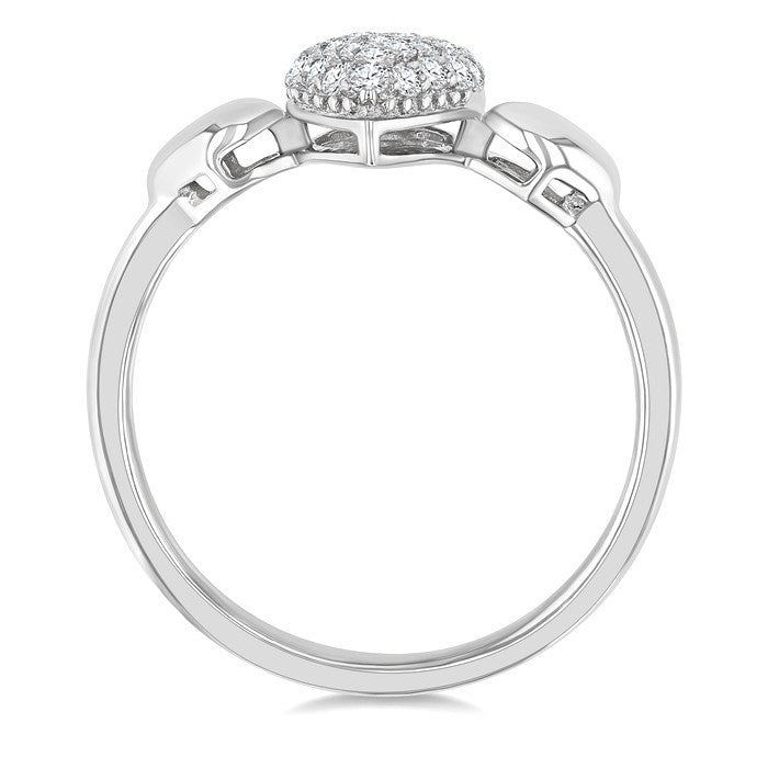 1/4 Ctw Pear Shape Pave Set Round Cut Diamond Ring in 10K White Gold
