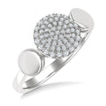 1/4 Ctw Circular Mount Pave Set Round Cut Diamond Ring in 10K White Gold
