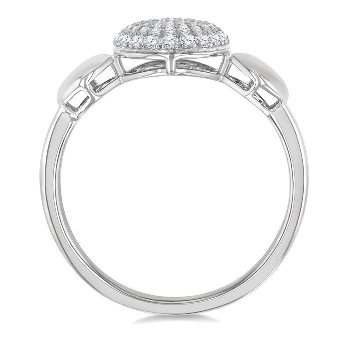 1/4 Ctw Circular Mount Pave Set Round Cut Diamond Ring in 10K White Gold