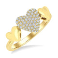 1/4 Ctw Heart Shape Pave Set Round Cut Diamond Ring in 10K Yellow Gold