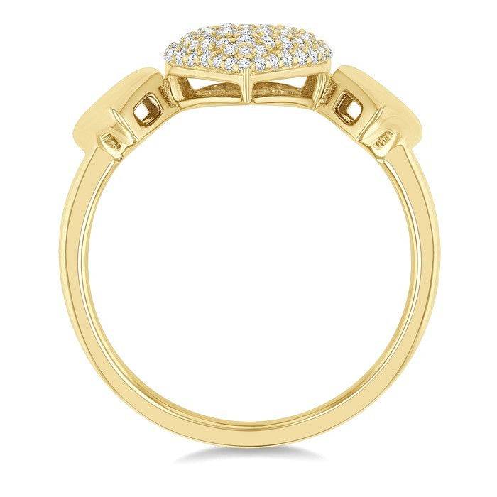 1/4 Ctw Heart Shape Pave Set Round Cut Diamond Ring in 10K Yellow Gold