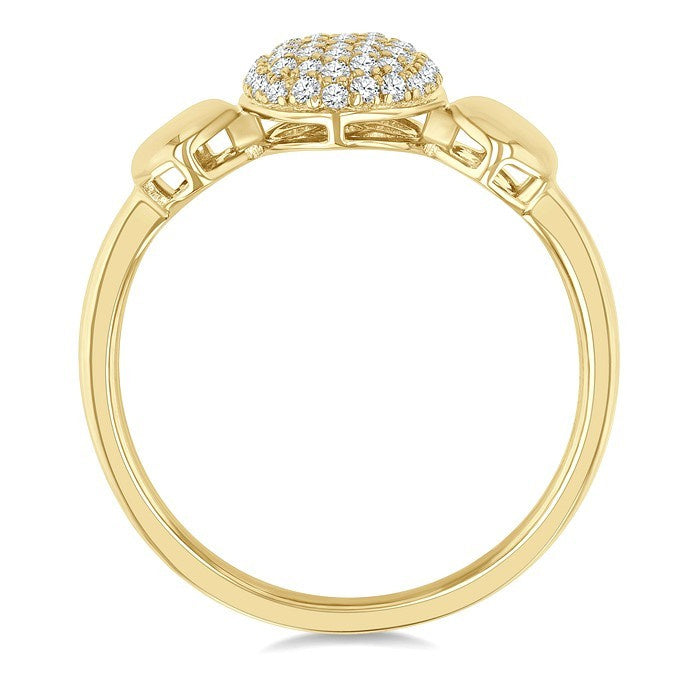 1/4 Ctw Oval Shape Pave Set Round Cut Diamond Ring in 10K Yellow Gold