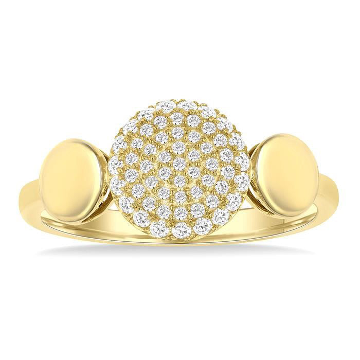 ElLuxZen IsVerAr 14K Yellow Gold Diamond Ring